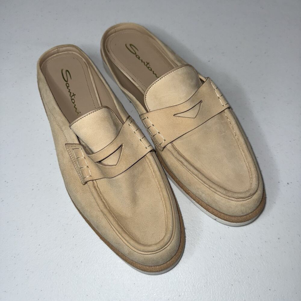 Santoni Women’s Pamex Suede Penny Loafer Mules Size 41